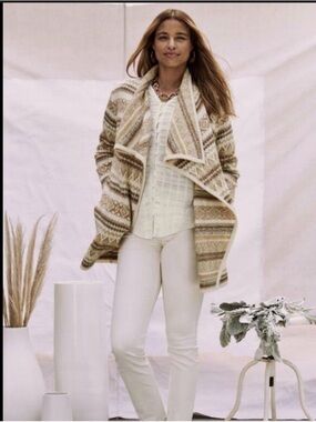 Good Hart Neutral Fair Isle Open-Front Cardigan